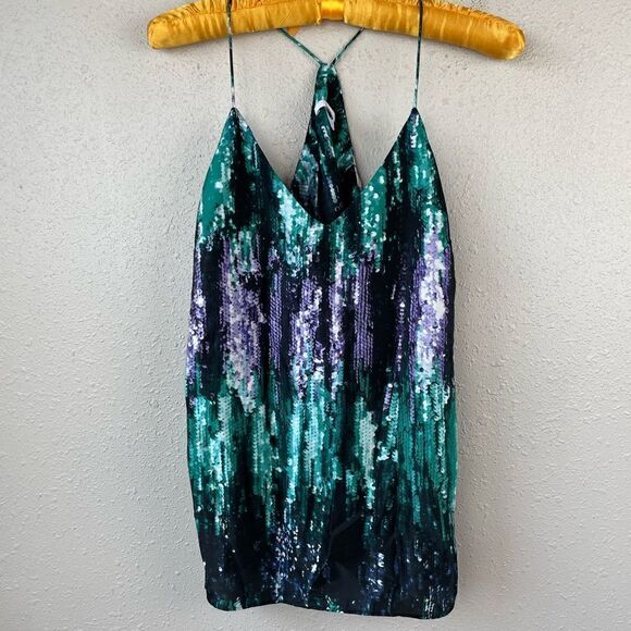 NWT Bar III Disco Glam Spaghetti Strap Tank Top Size XS - Picture 1 of 6